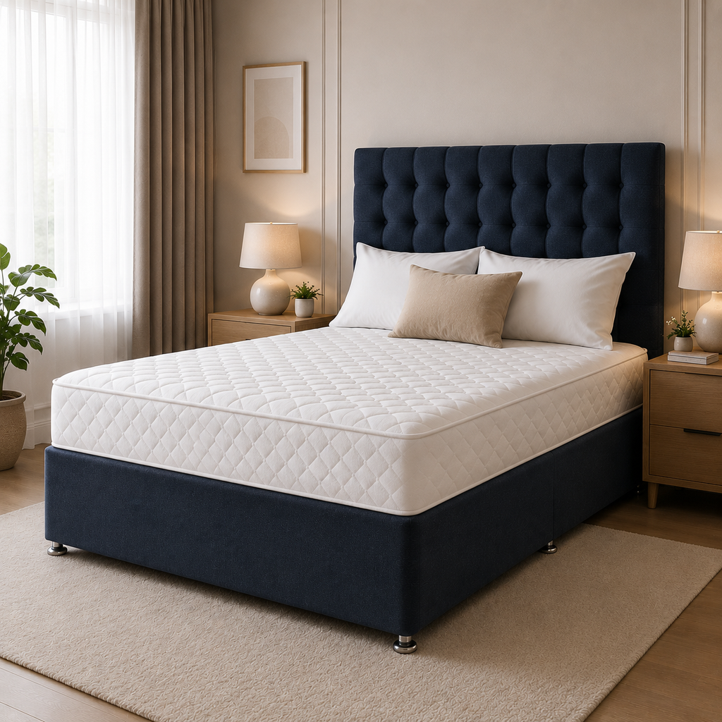 Divan Bed Set – Mattress & 24" Upholstered Headboard Included