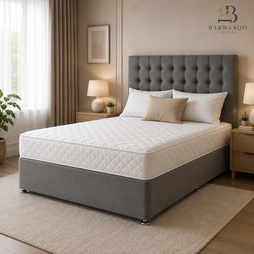 Divan Bed Set – Mattress & 24" Upholstered Headboard Included